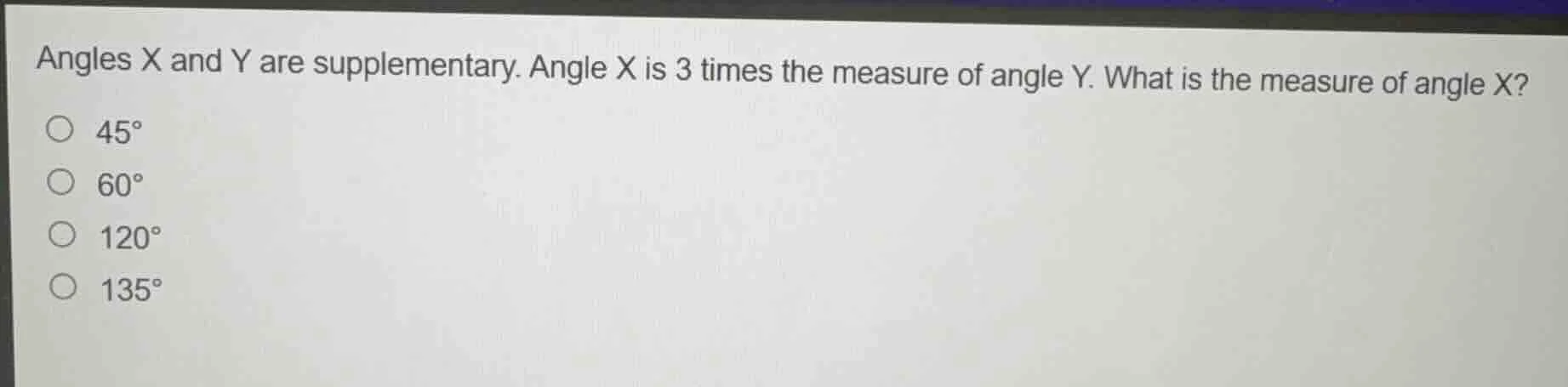 angles x and y are supplementary. angle x is 3 times the measure of ang…