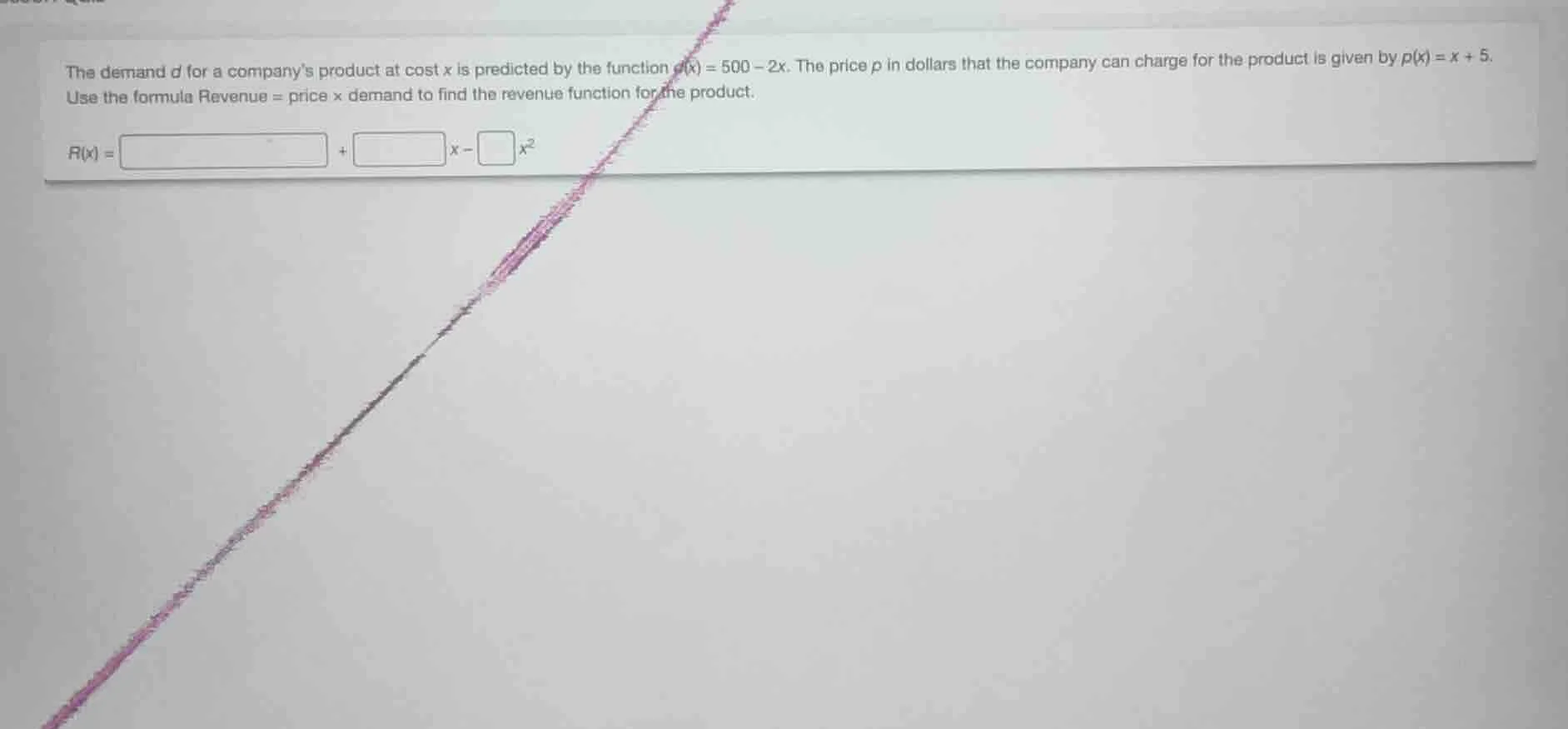 the demand $d$ for a companys product at cost $x$ is predicted by the f…