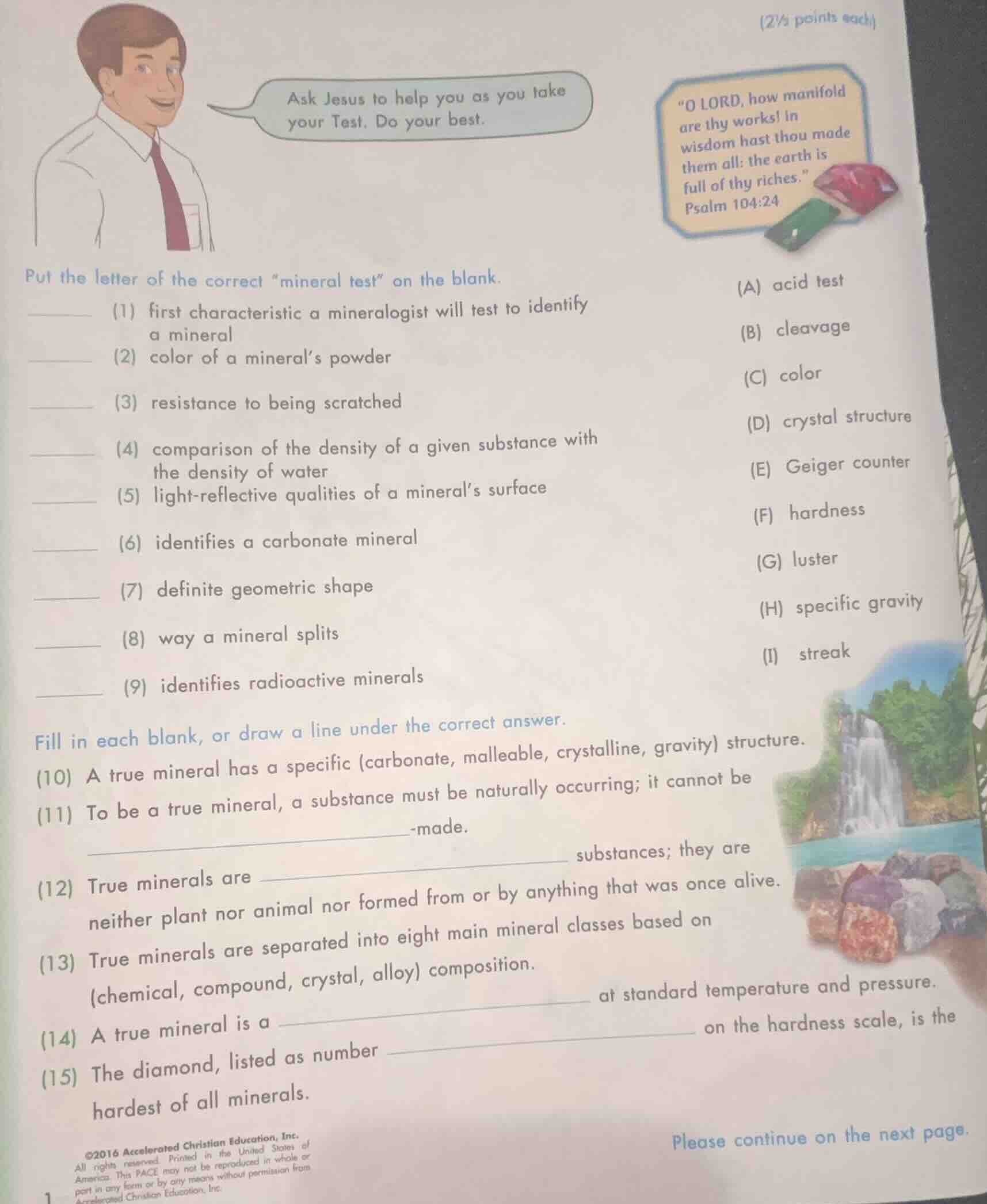 (2½ points each) ask jesus to help you as you take your test. do your b…