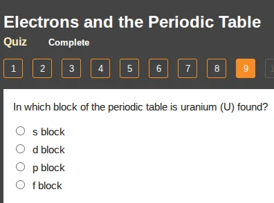electrons and the periodic table quiz complete 1 2 3 4 5 6 7 8 9 in whi…