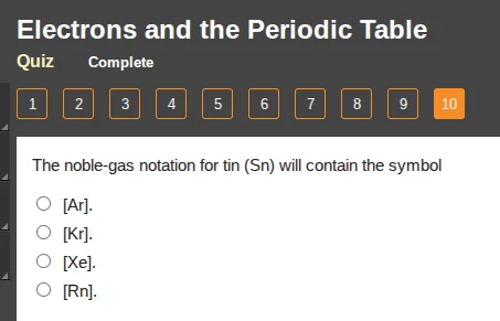 electrons and the periodic table quiz complete 1 2 3 4 5 6 7 8 9 10 the…