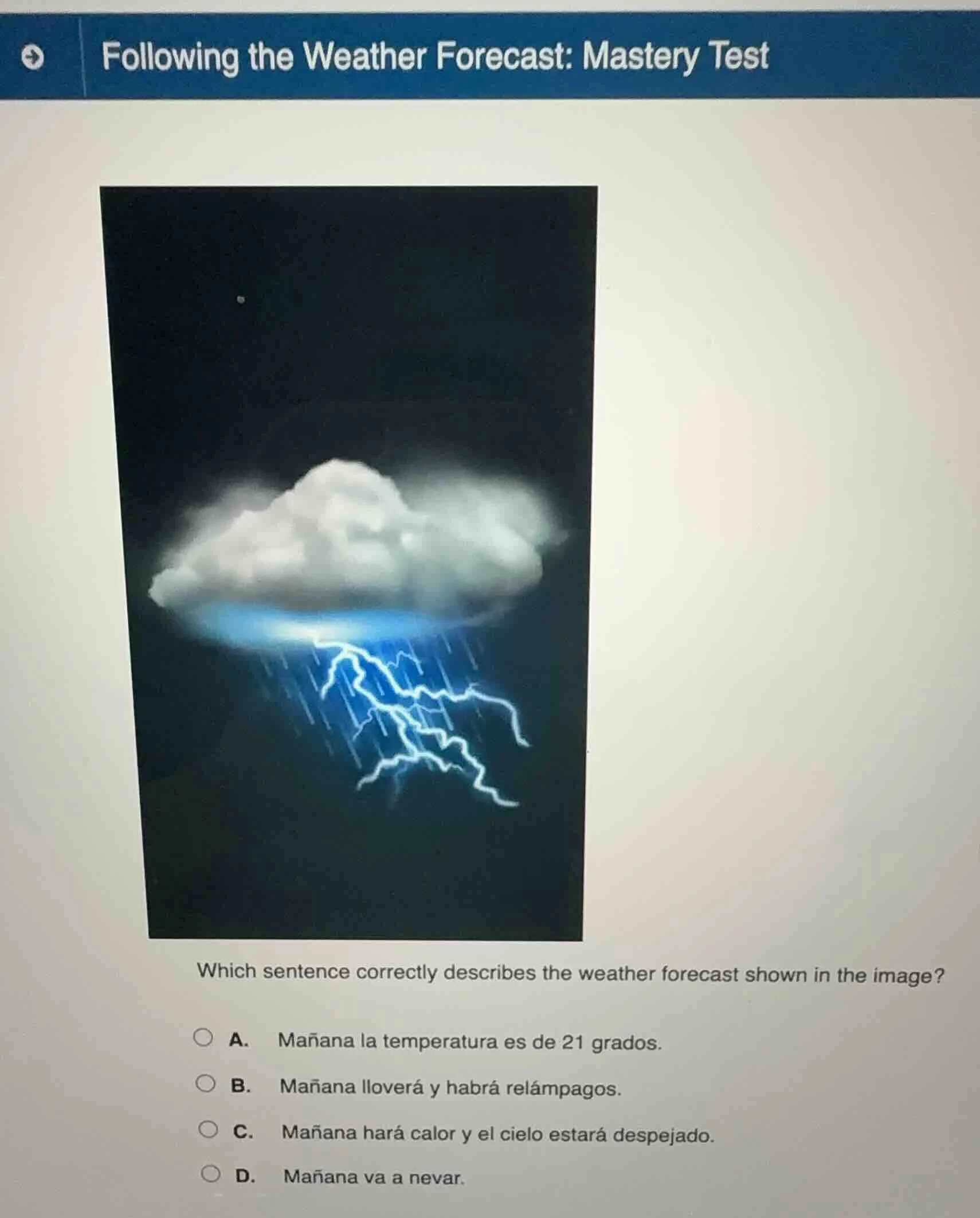 following the weather forecast: mastery test which sentence correctly d…