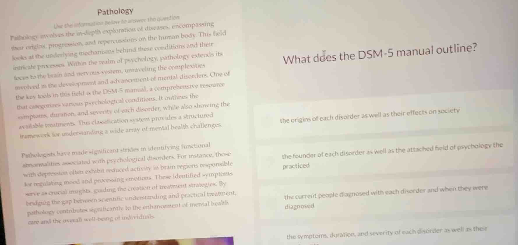pathology use the information below to answer the question. pathology i…