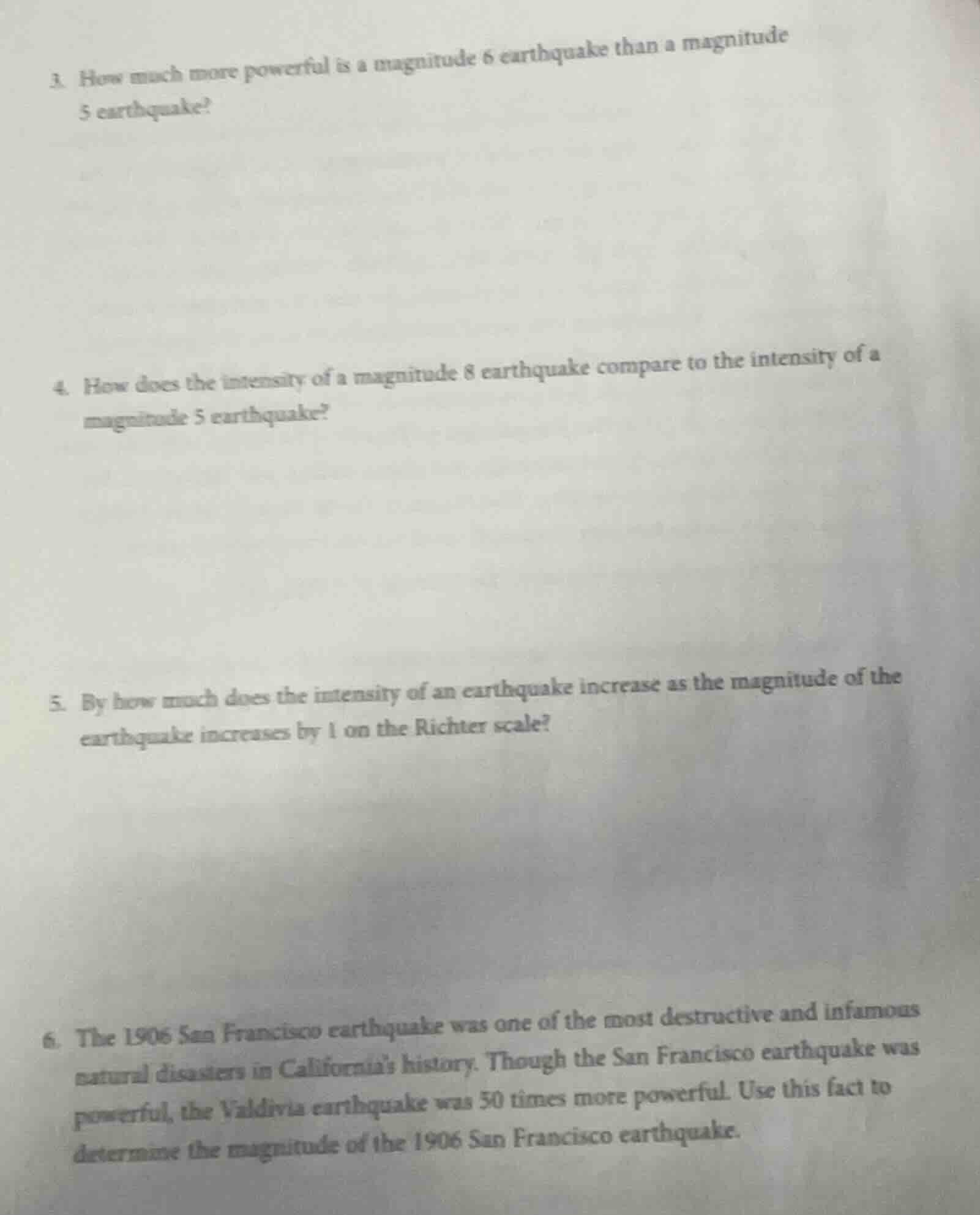 3. how much more powerful is a magnitude 6 earthquake than a magnitude …