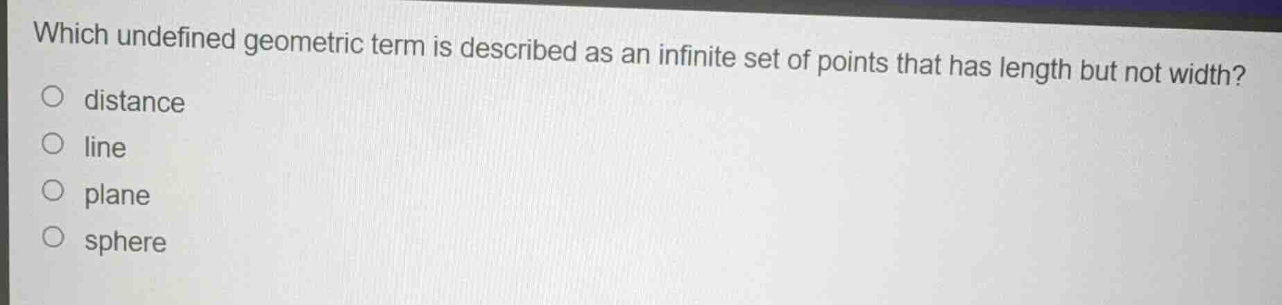 which undefined geometric term is described as an infinite set of point…
