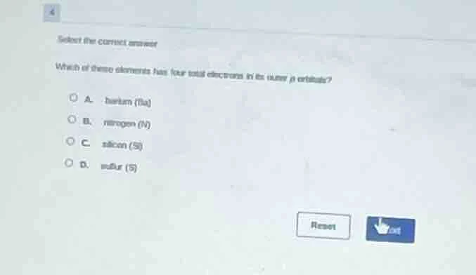 select the correct answer which of these elements has four total electr…