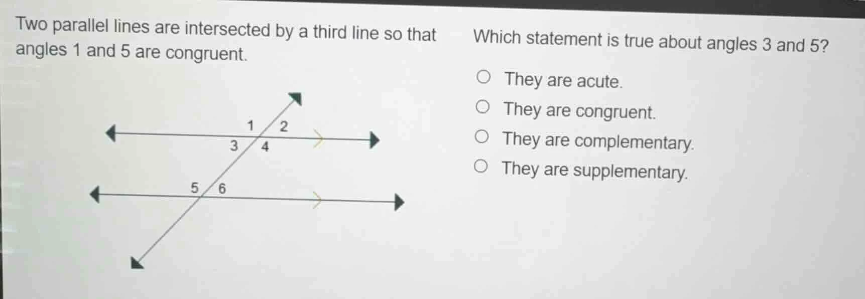 two parallel lines are intersected by a third line so that angles 1 and…
