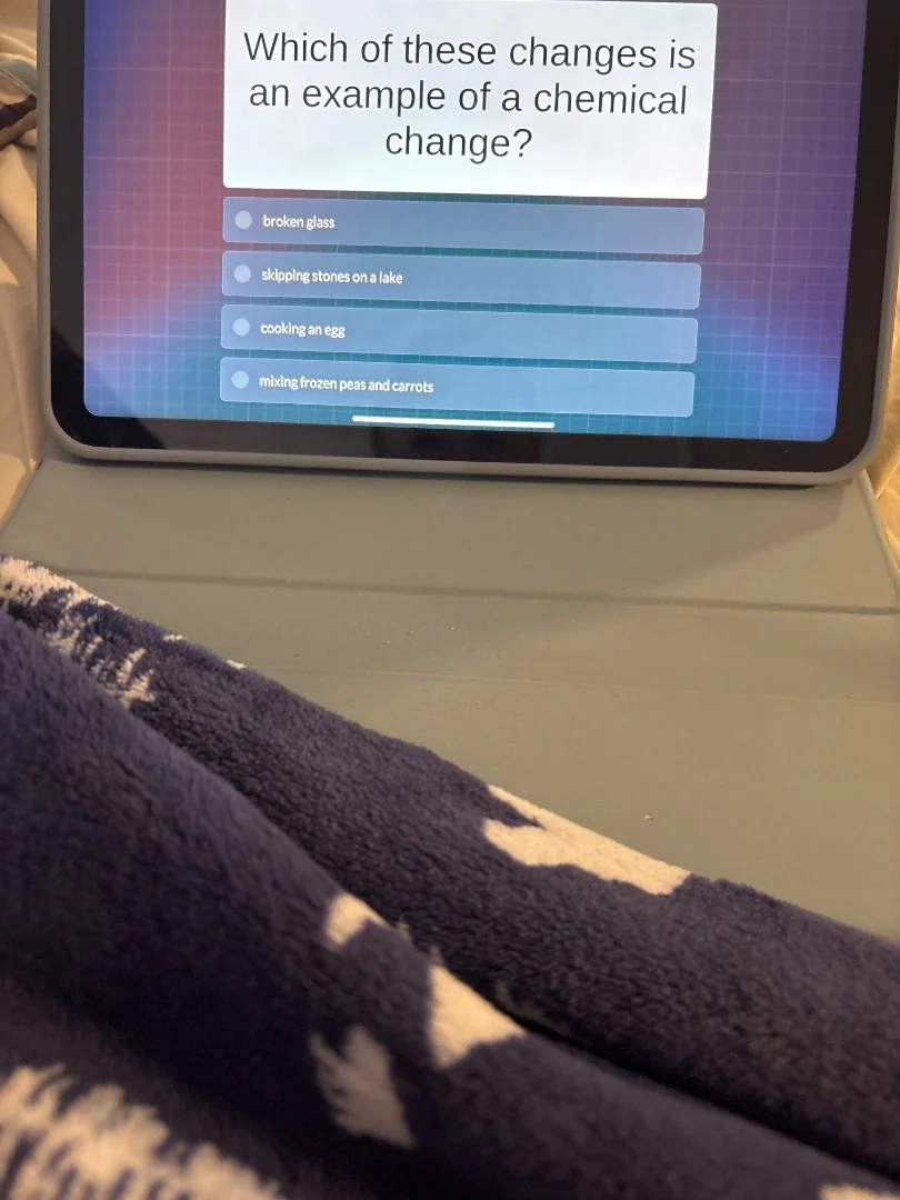 which of these changes is an example of a chemical change? broken glass…