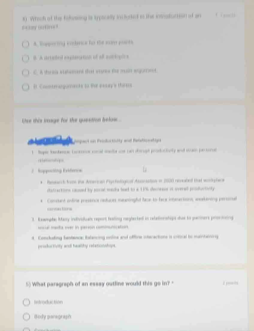 4) which of the following is typically included in the introduction of …