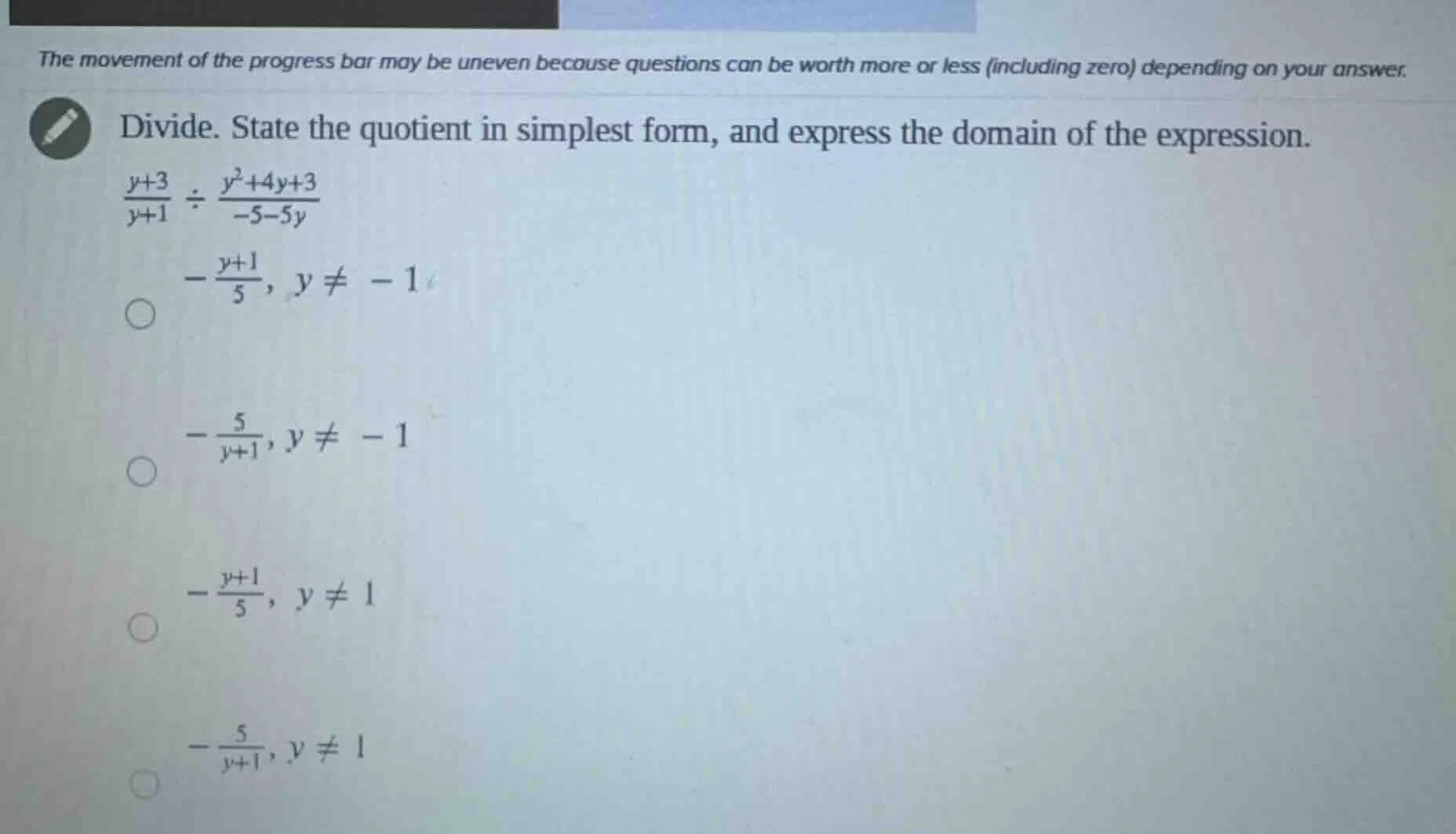 the movement of the progress bar may be uneven because questions can be…