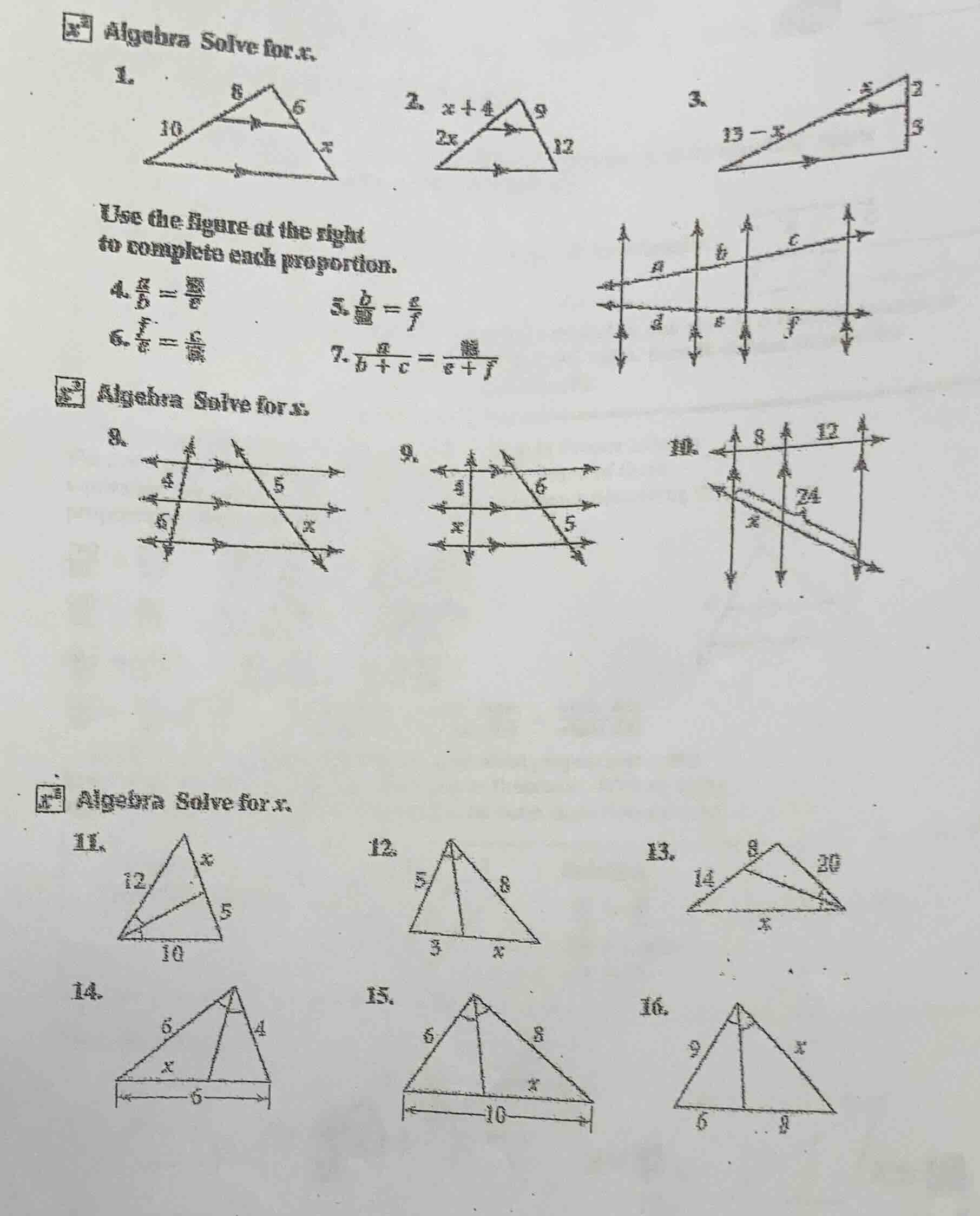 algebra solve for $x$. 1. 2. $x+4$ 3. $13-x$ use the figure at the righ…