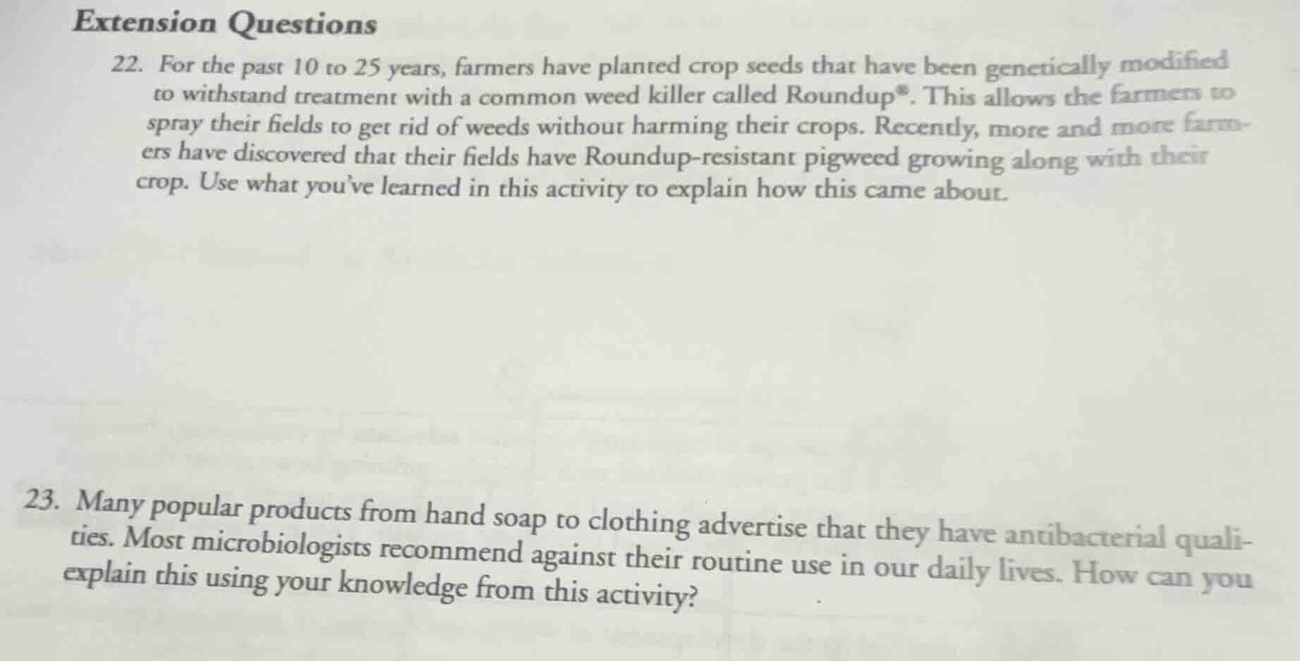 extension questions 22. for the past 10 to 25 years, farmers have plant…