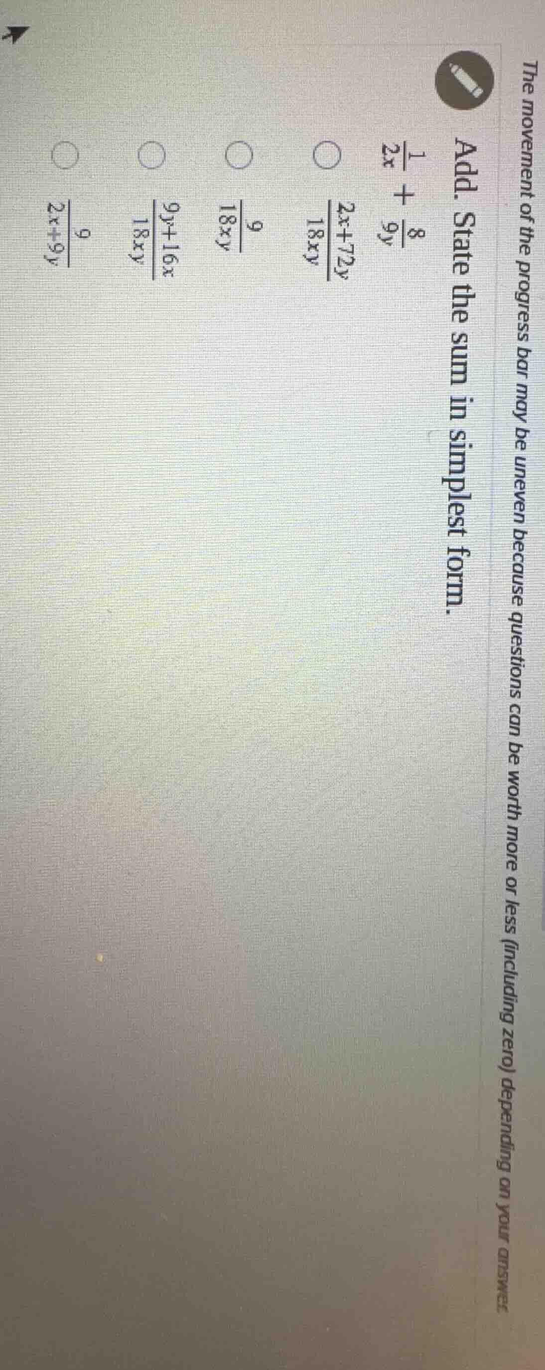 the movement of the progress bar may be uneven because questions can be…