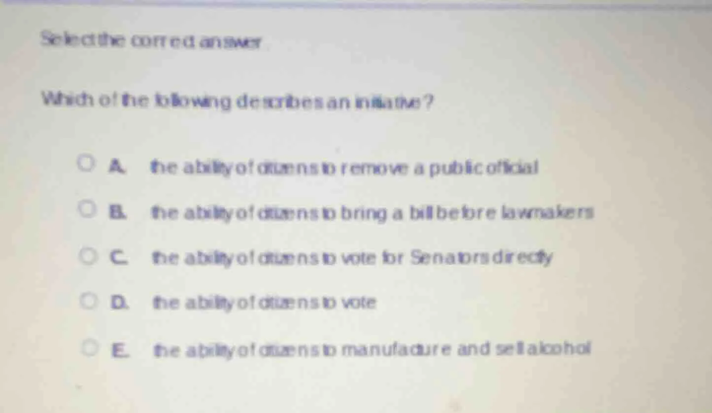 select the correct answer which of the following describes an initiativ…