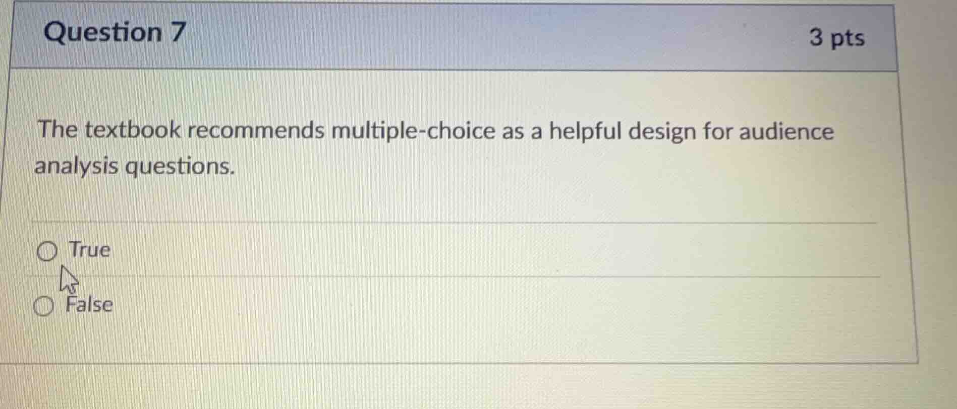 question 7 3 pts the textbook recommends multiple-choice as a helpful d…