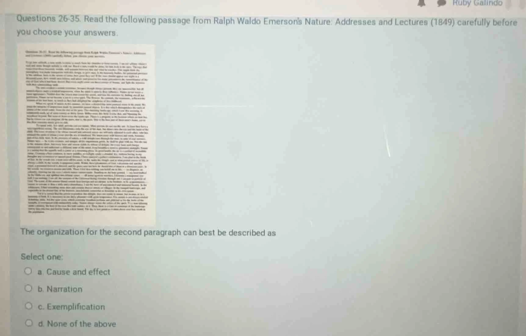 questions 26-35. read the following passage from ralph waldo emersons n…