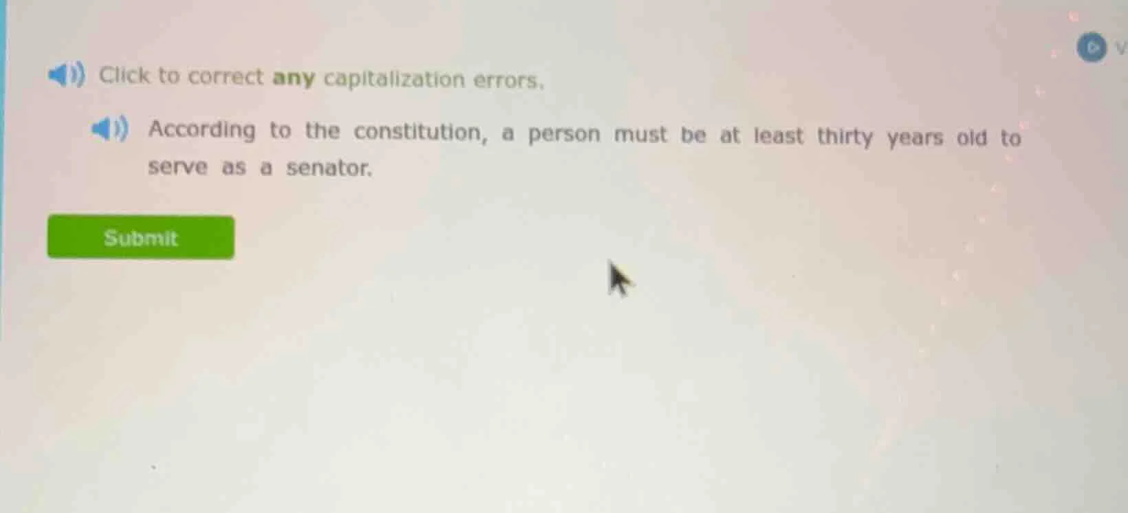 click to correct any capitalization errors. according to the constituti…