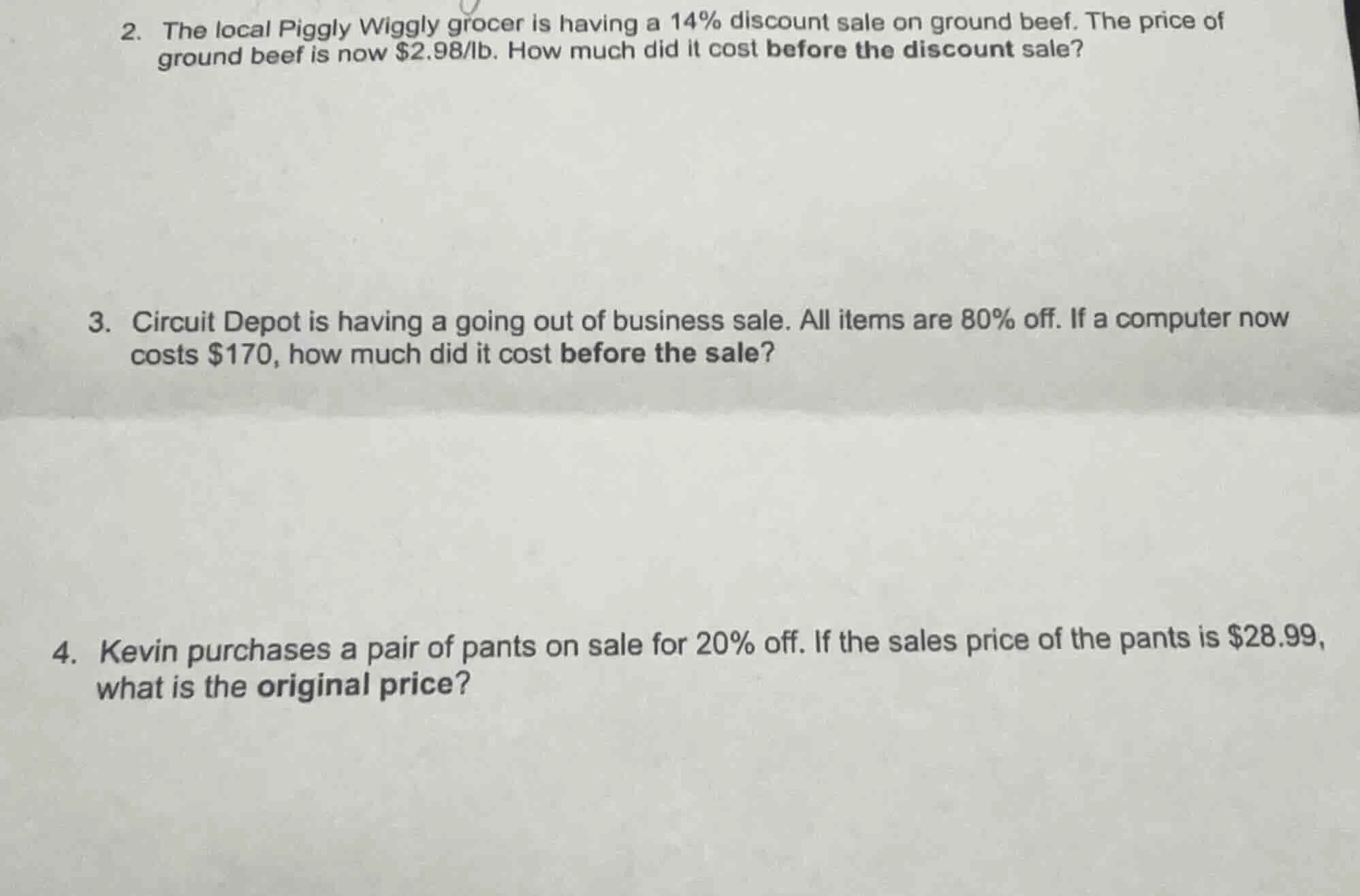 2. the local piggly wiggly grocer is having a 14% discount sale on grou…