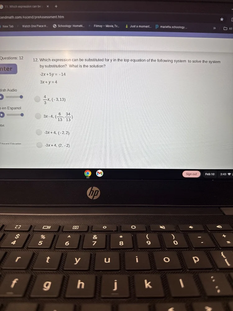 questions: 12 12. which expression can be substituted for y in the top …