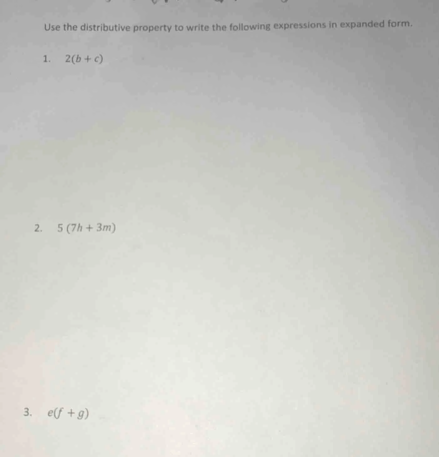 use the distributive property to write the following expressions in exp…