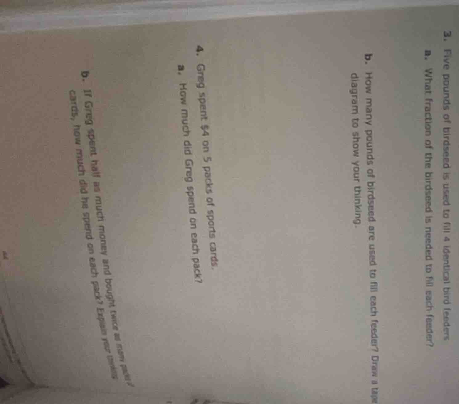 3. five pounds of birdseed is used to fill 4 identical bird feeders a. …