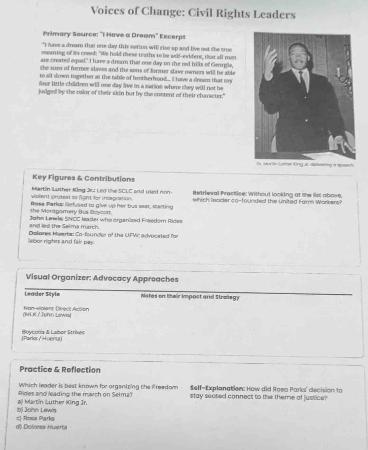 voices of change: civil rights leaders primary source: \i have a dream\…