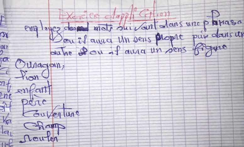 exercice dapplication employez chaque mot suivant dans une phrase où il…