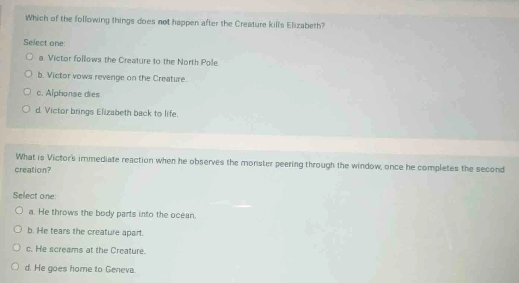 which of the following things does not happen after the creature kills …