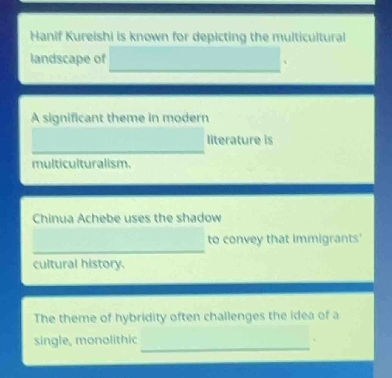 hanif kureishi is known for depicting the multicultural landscape of a …