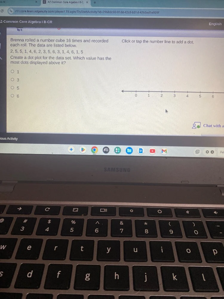 try it brenna rolled a number cube 16 times and recorded each roll. the…