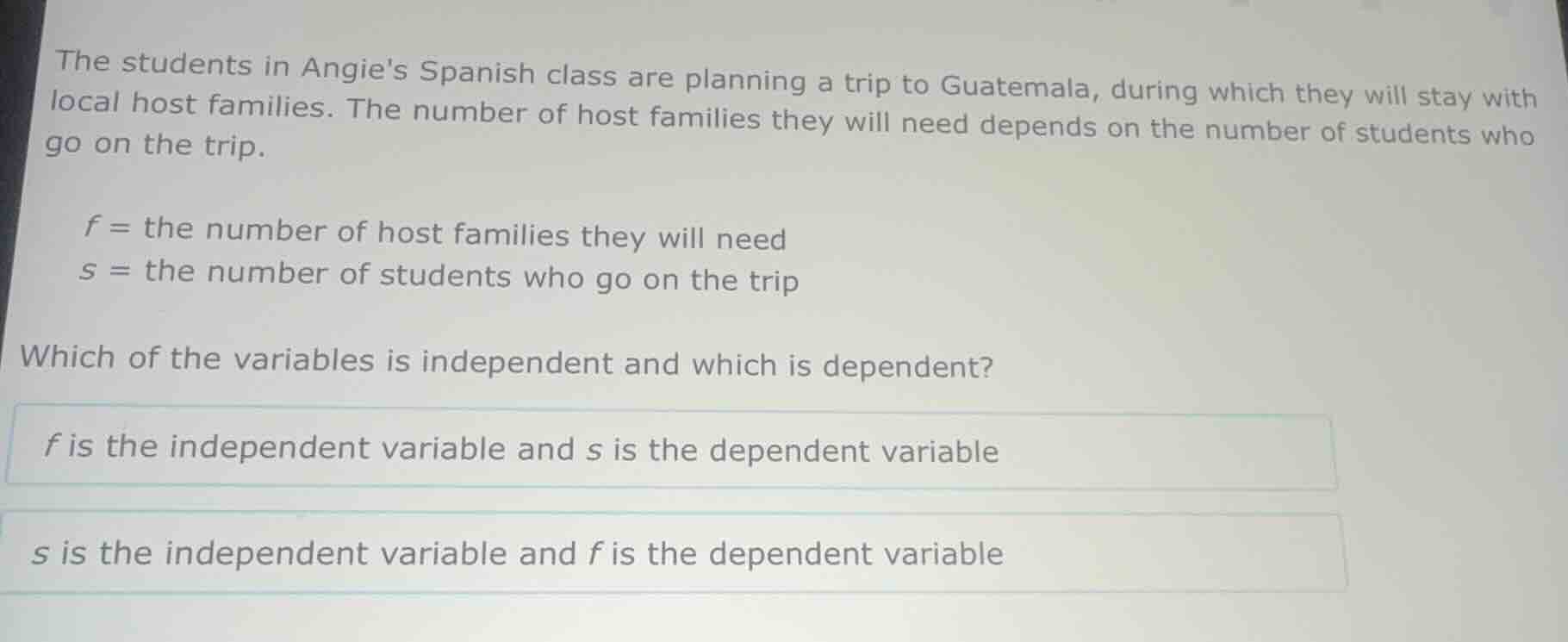 the students in angies spanish class are planning a trip to guatemala, …