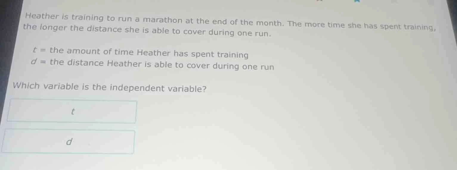 heather is training to run a marathon at the end of the month. the more…