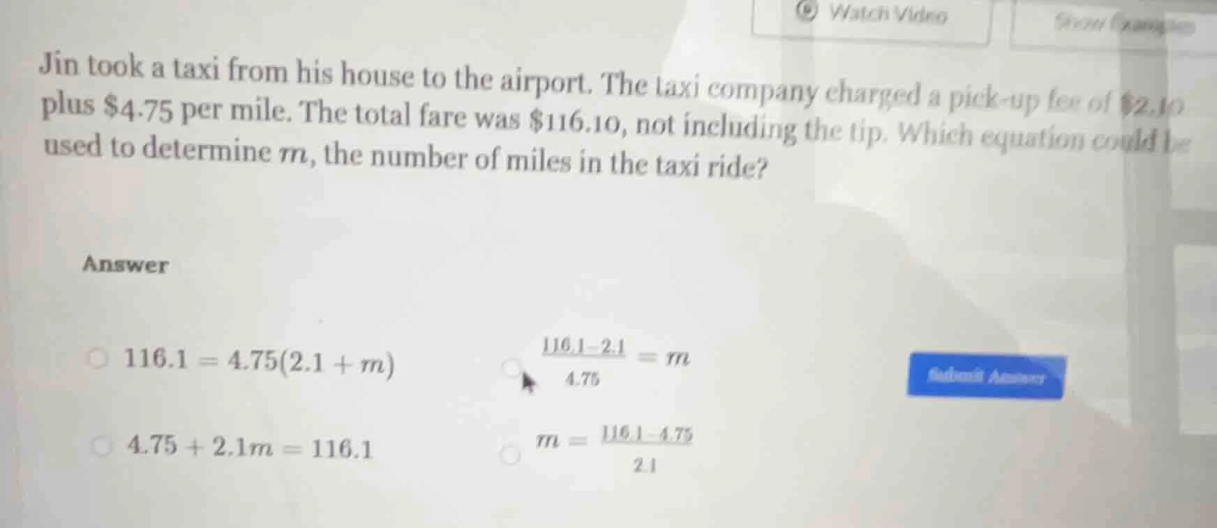 jin took a taxi from his house to the airport. the taxi company charged…