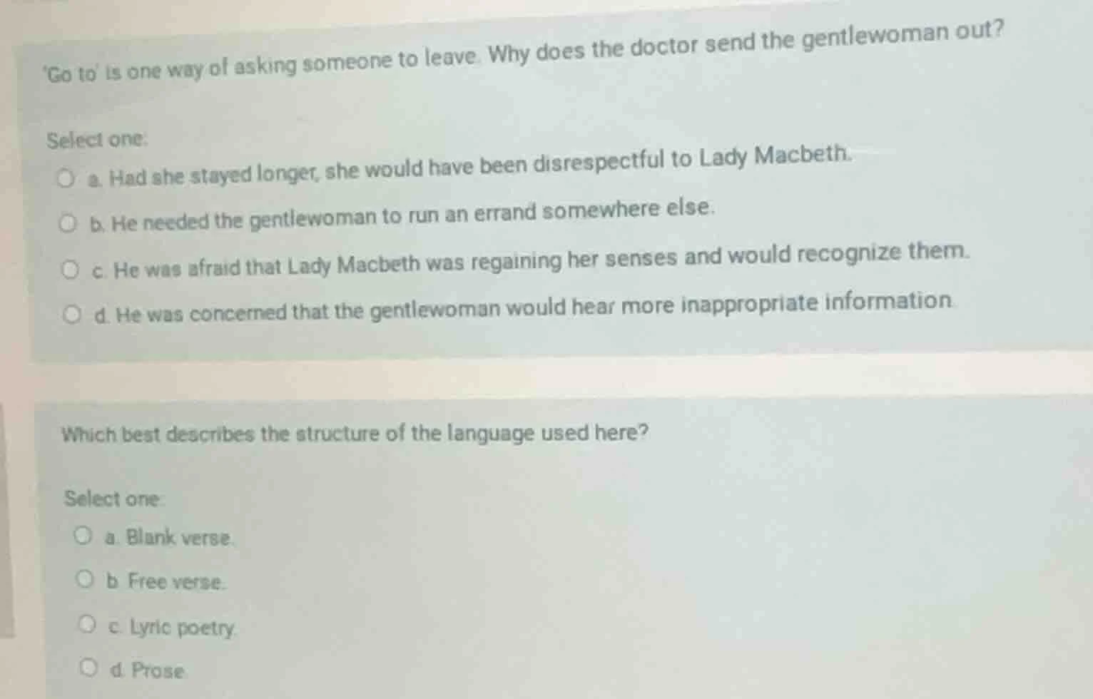 go to is one way of asking someone to leave. why does the doctor send t…