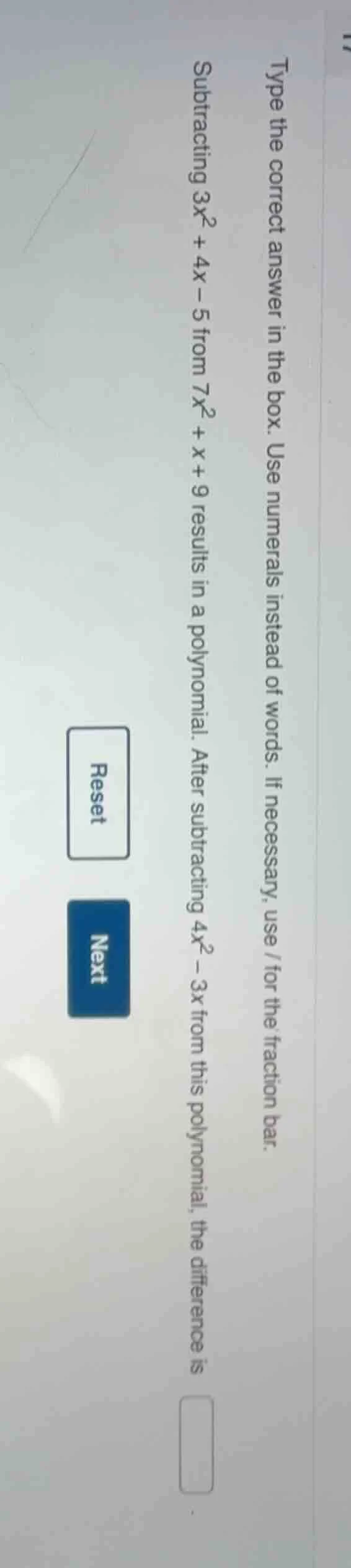 type the correct answer in the box. use numerals instead of words. if n…