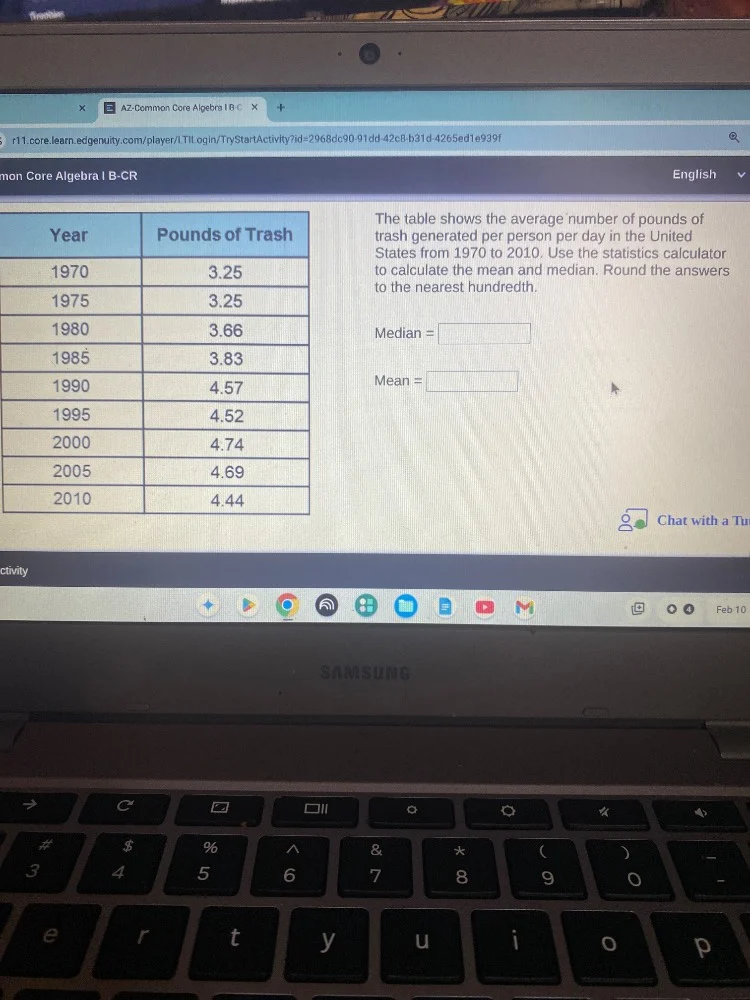 mon core algebra i b-cr english the table shows the average number of p…