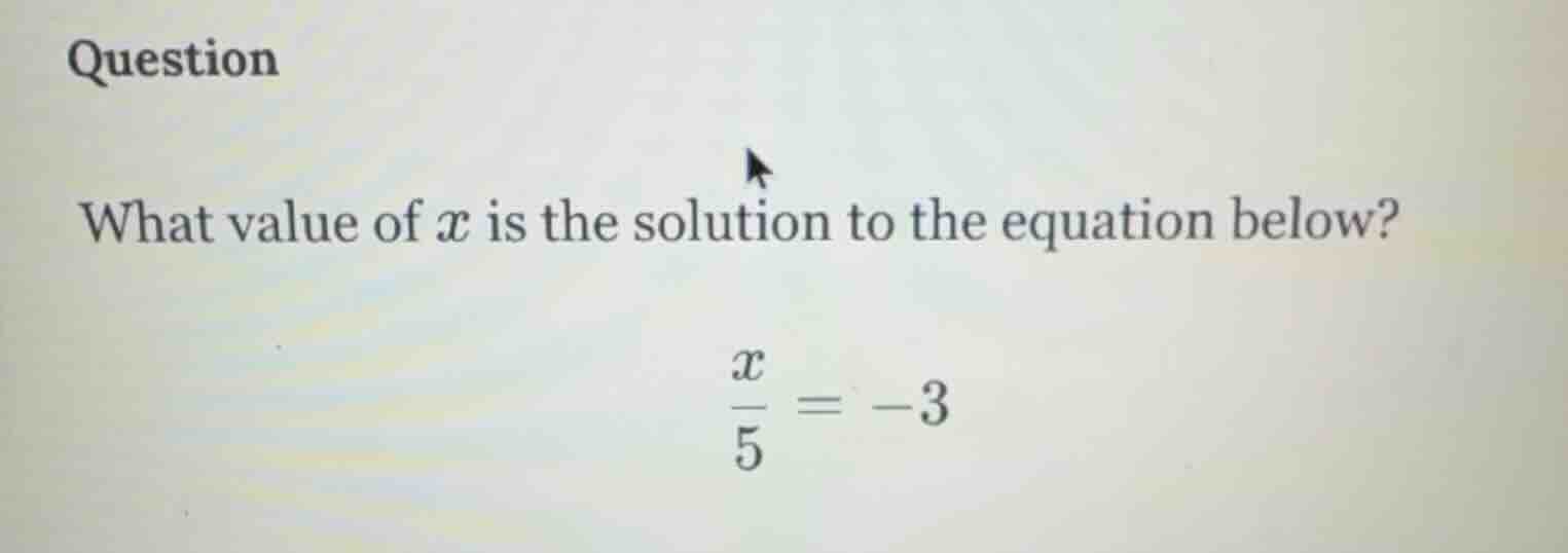 question what value of $x$ is the solution to the equation below? $\fra…