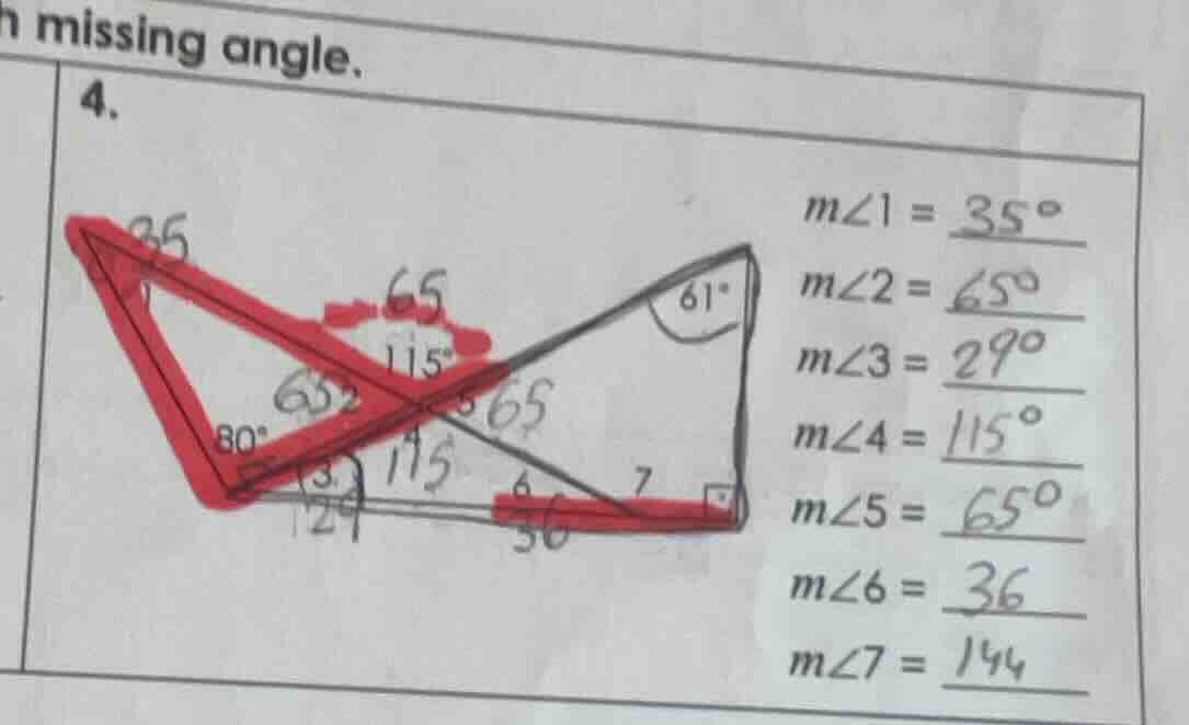 missing angle. 4. $m\\angle1 = \\underline{35^\\circ}$ $m\\angle2 = \\u…