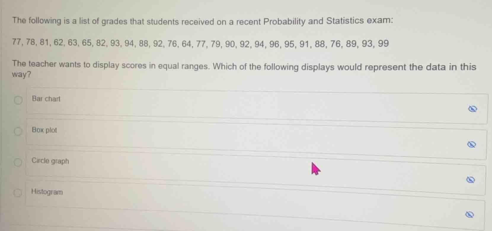 the following is a list of grades that students received on a recent pr…