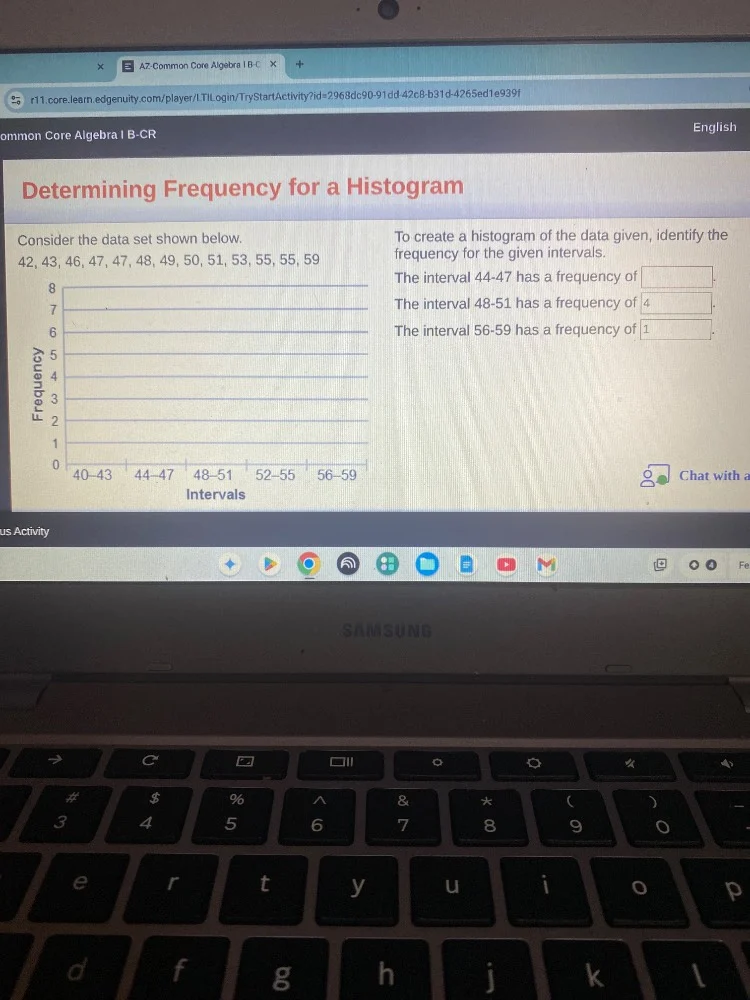 determining frequency for a histogram consider the data set shown below…