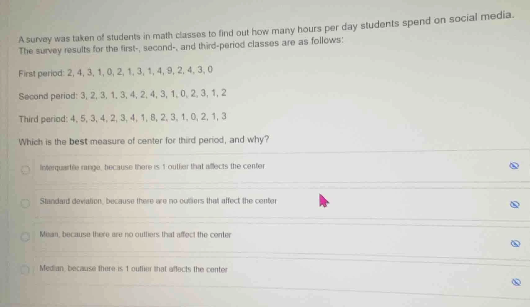 a survey was taken of students in math classes to find out how many hou…
