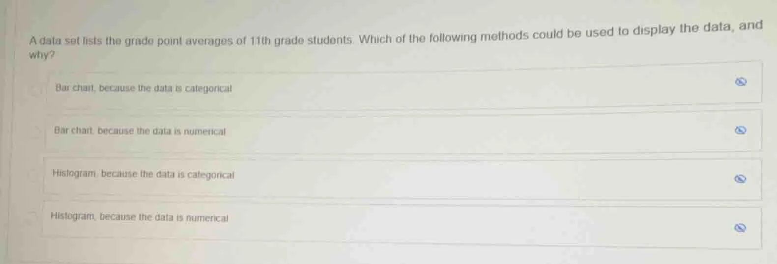 a data set lists the grade point averages of 11th grade students. which…