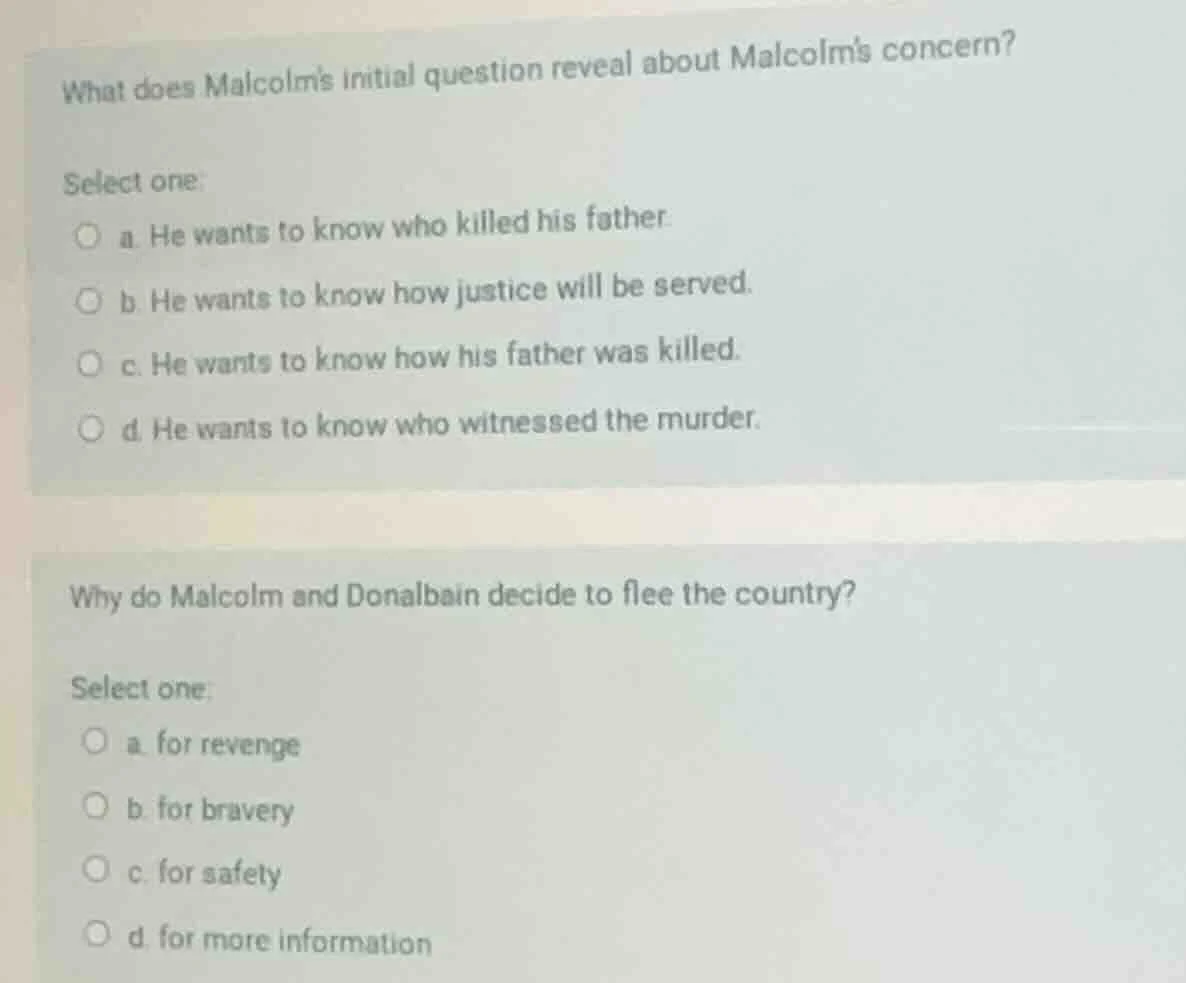 what does malcolms initial question reveal about malcolms concern? sele…
