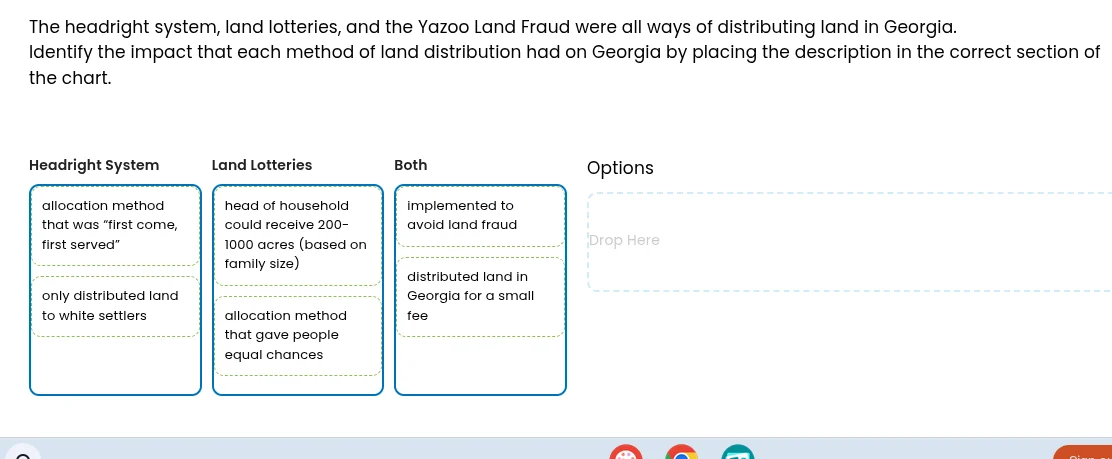 the headright system, land lotteries, and the yazoo land fraud were all…