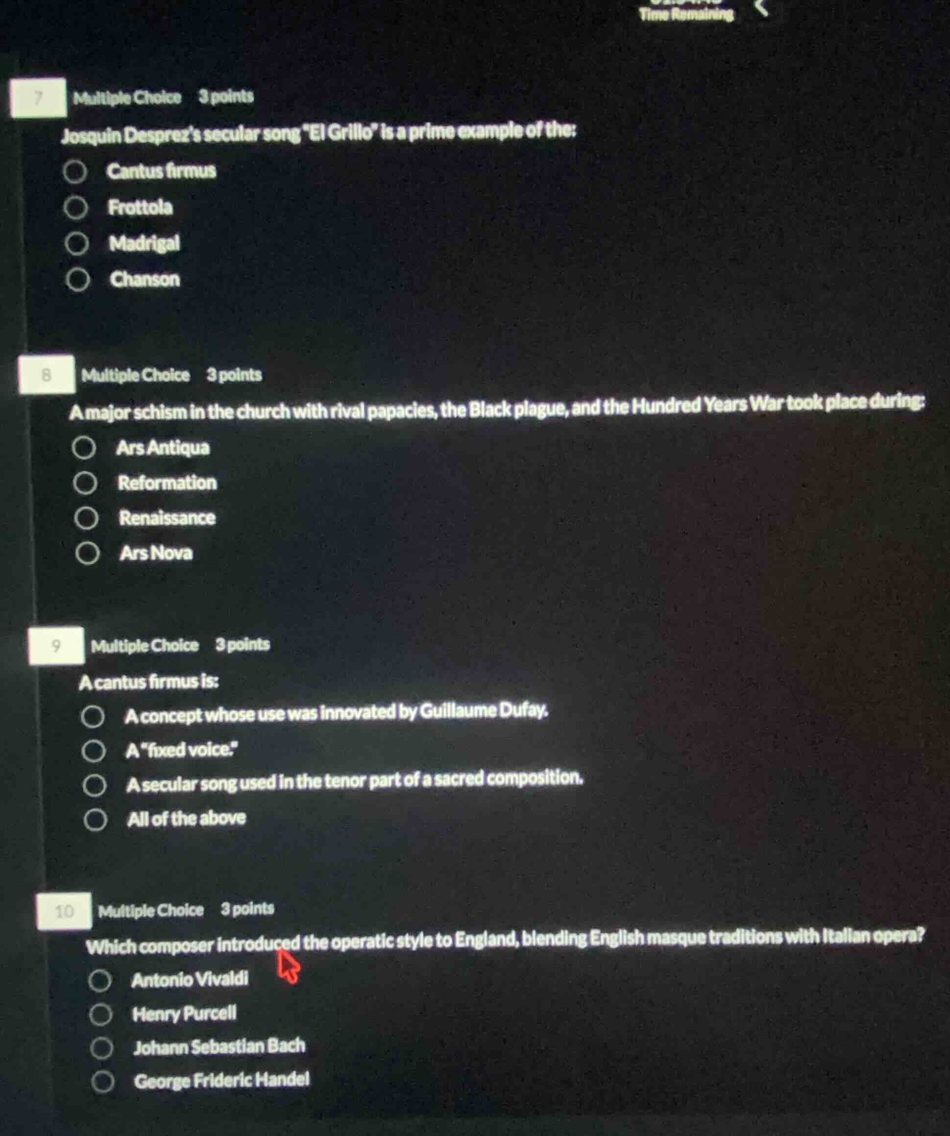 7 multiple choice 3 points josquin desprezs secular song \el grillo\ is…