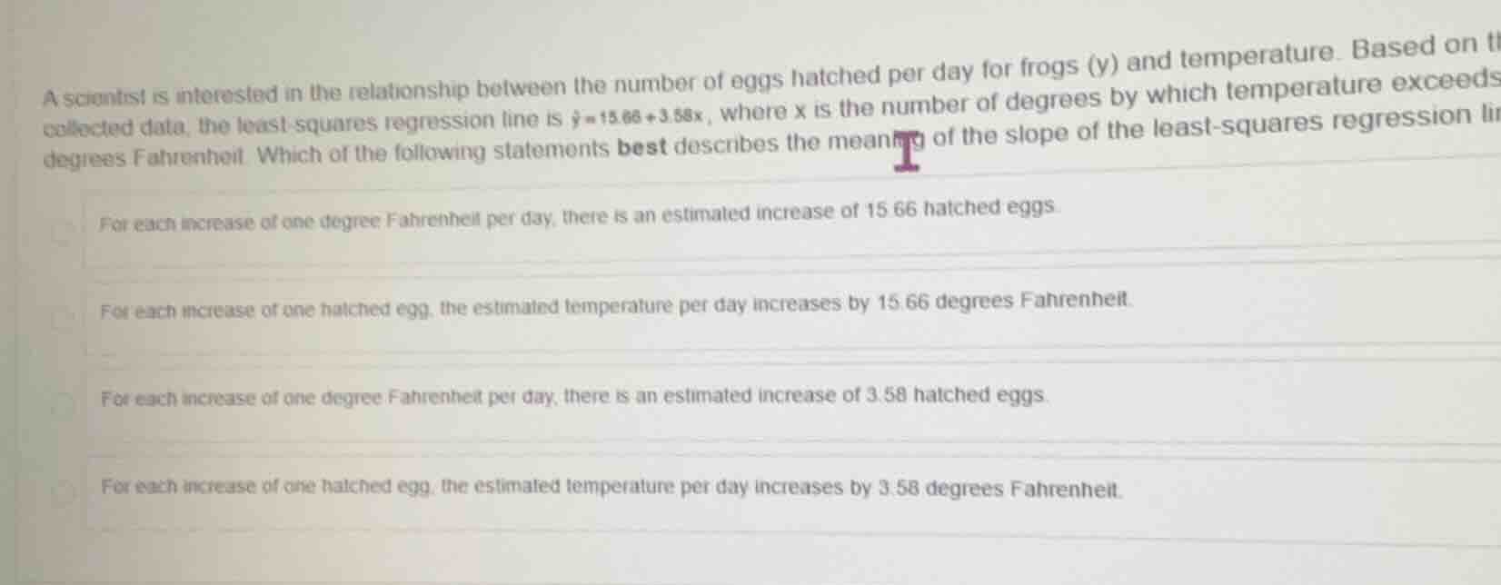 a scientist is interested in the relationship between the number of egg…