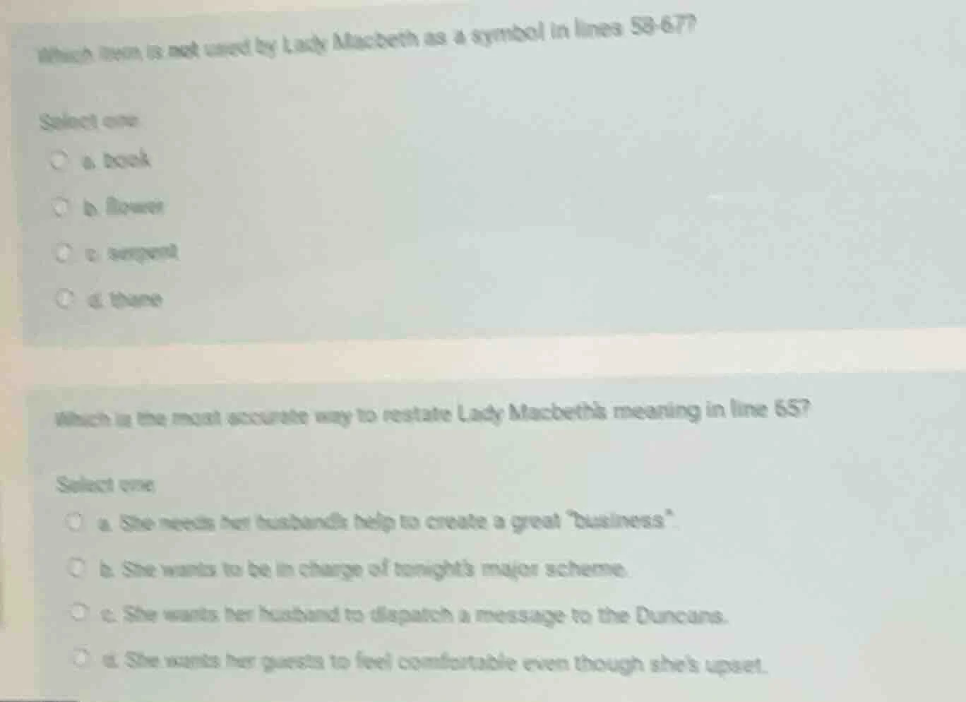 which item is not used by lady macbeth as a symbol in lines 58-67? sele…