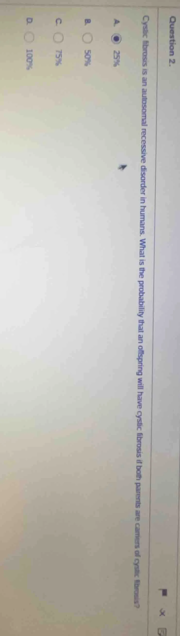 question 2.cystic fibrosis is an autosomal recessive disorder in humans…