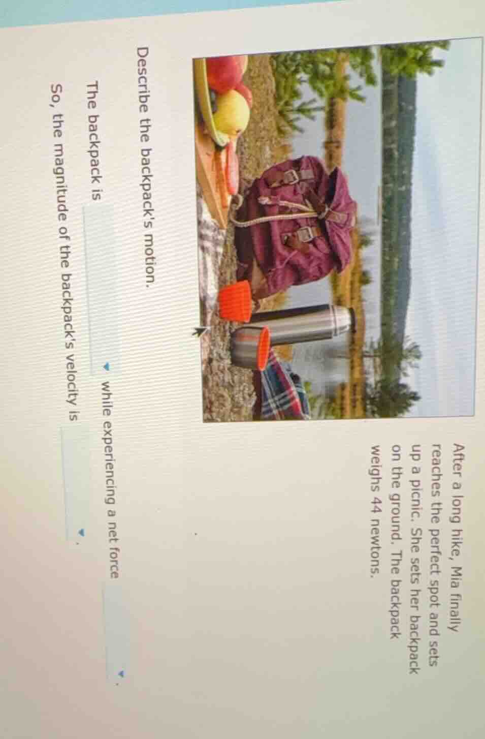 after a long hike, mia finally reaches the perfect spot and sets up a p…