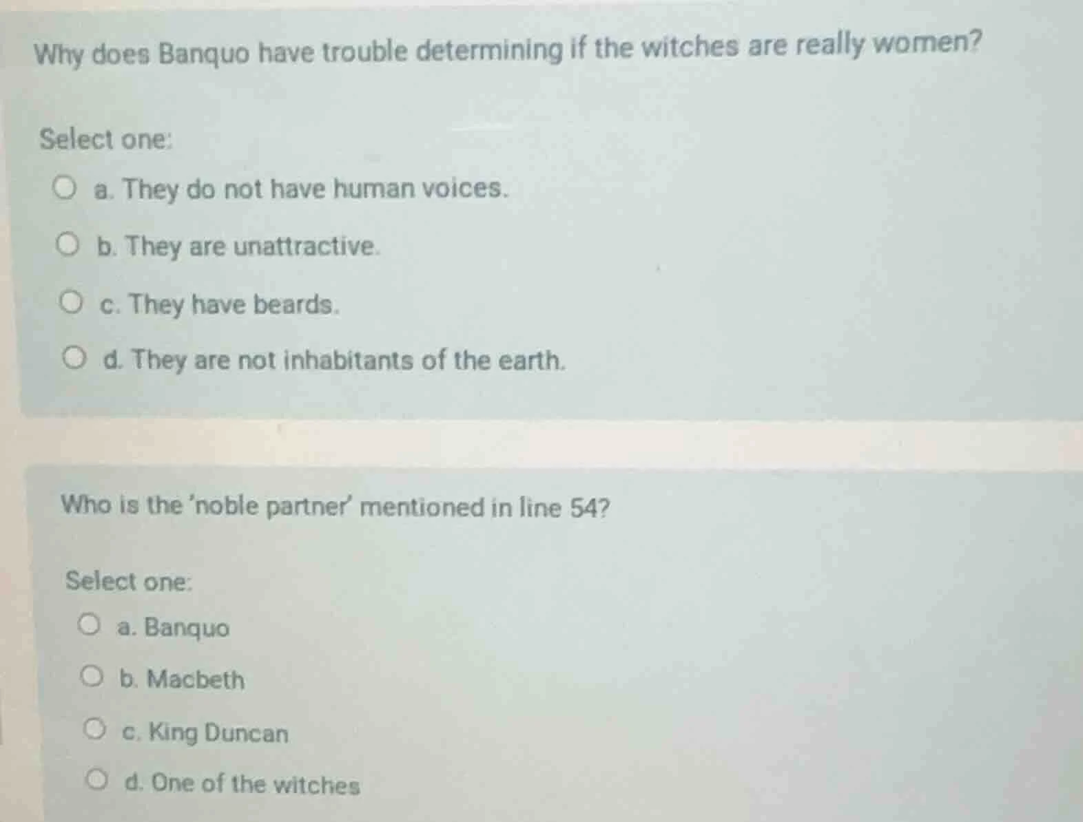 why does banquo have trouble determining if the witches are really wome…